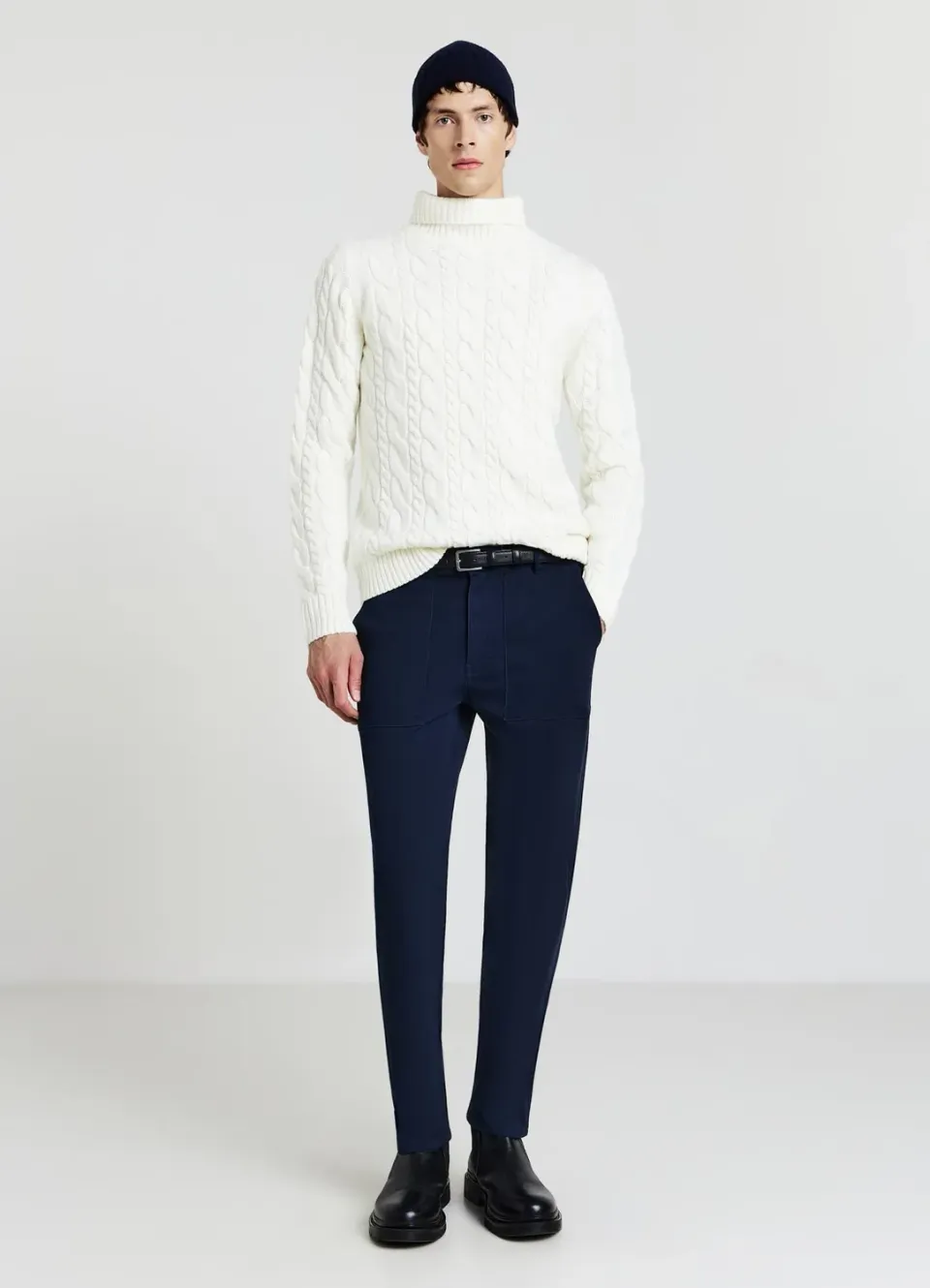 Calliope pull col roulé torsades homme
