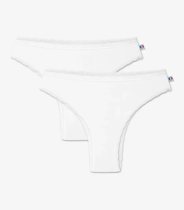 Cocorico Intemporel tanga dentelle femme blanc x2