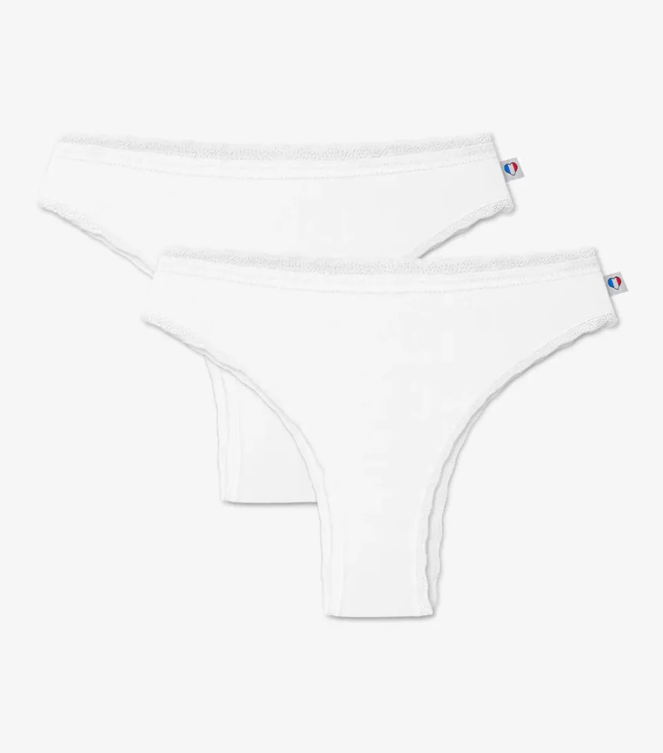 Cocorico Intemporel tanga dentelle femme blanc x2