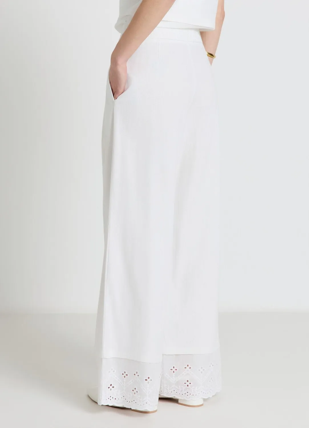 Calliope pantalon palazzo femme volant broderie
