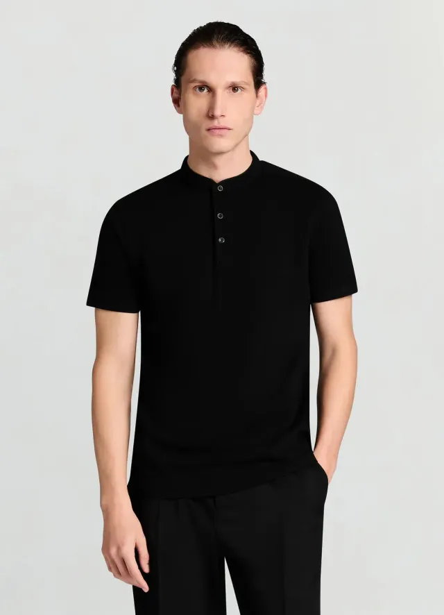 Calliope polo homme col coréen 3 boutons uni