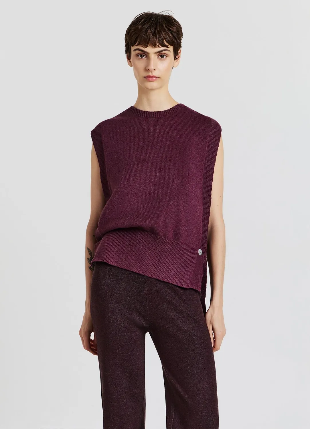 Calliope Gilet maille femme pull sans manches uni