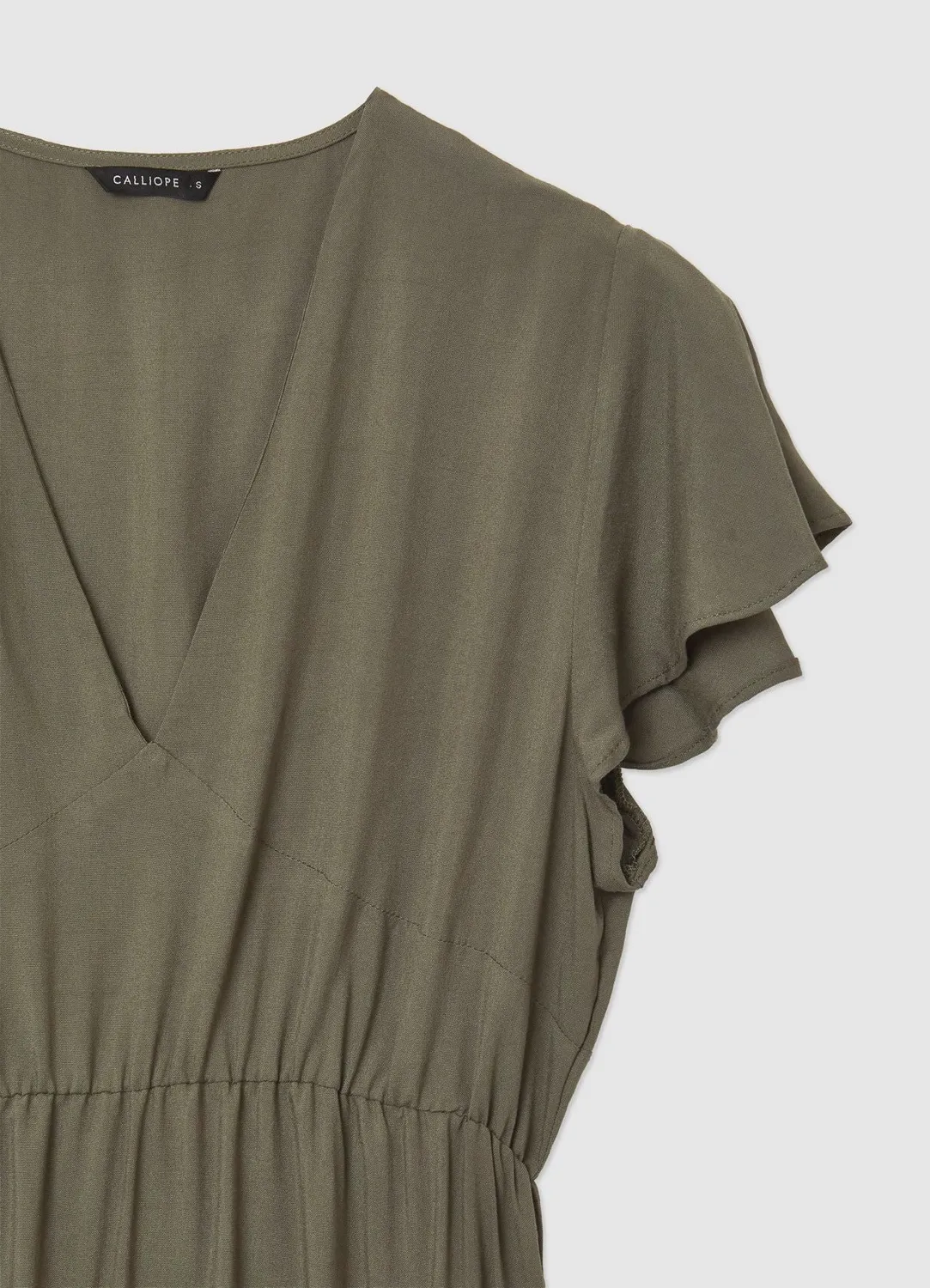 Calliope Atelier Robe femme col V volants évasée