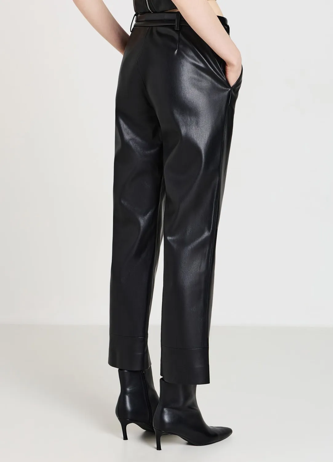 Calliope pantalon straight simil cuir femme poches