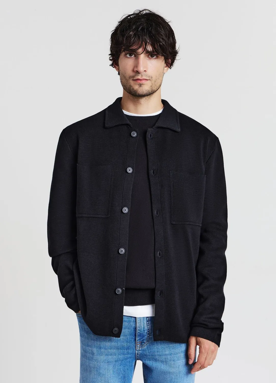Calliope polo col bouton homme L manches longues