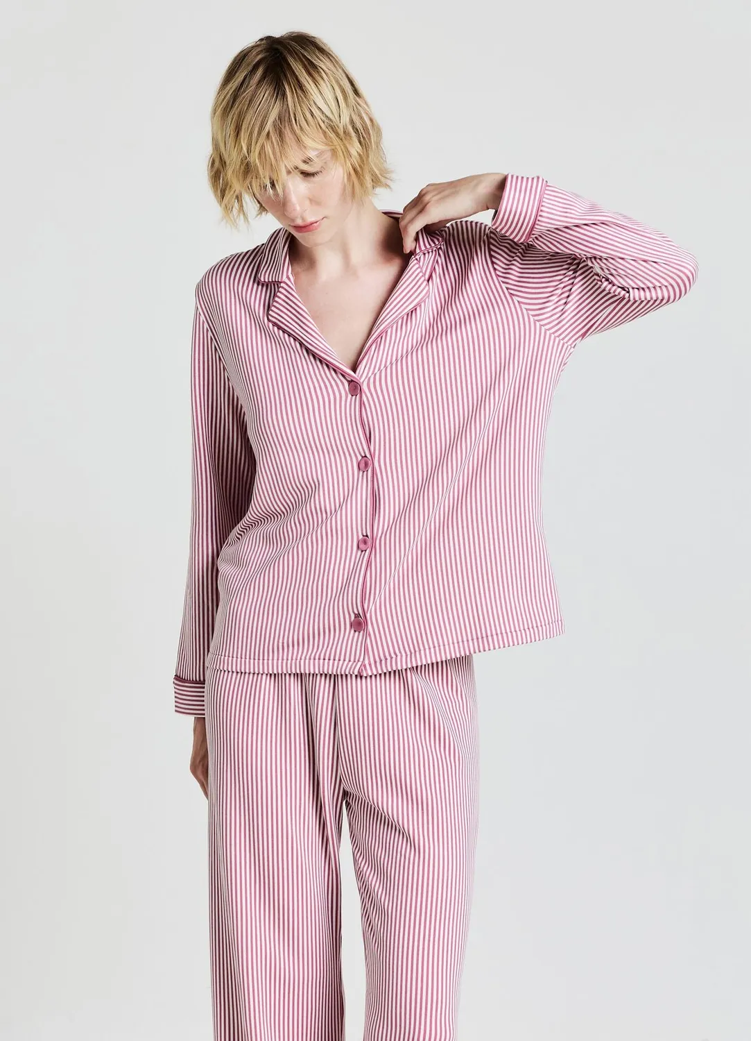 Calliope ensemble pyjama rayé femme chemise boutons