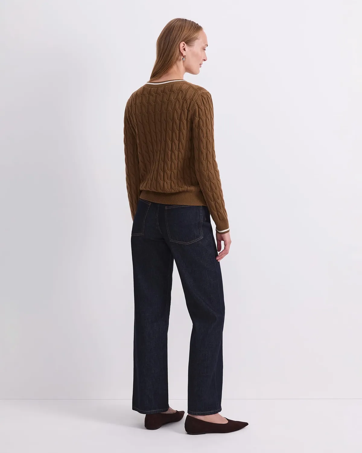 Sportscraft Merino Cable pull col V laine femme