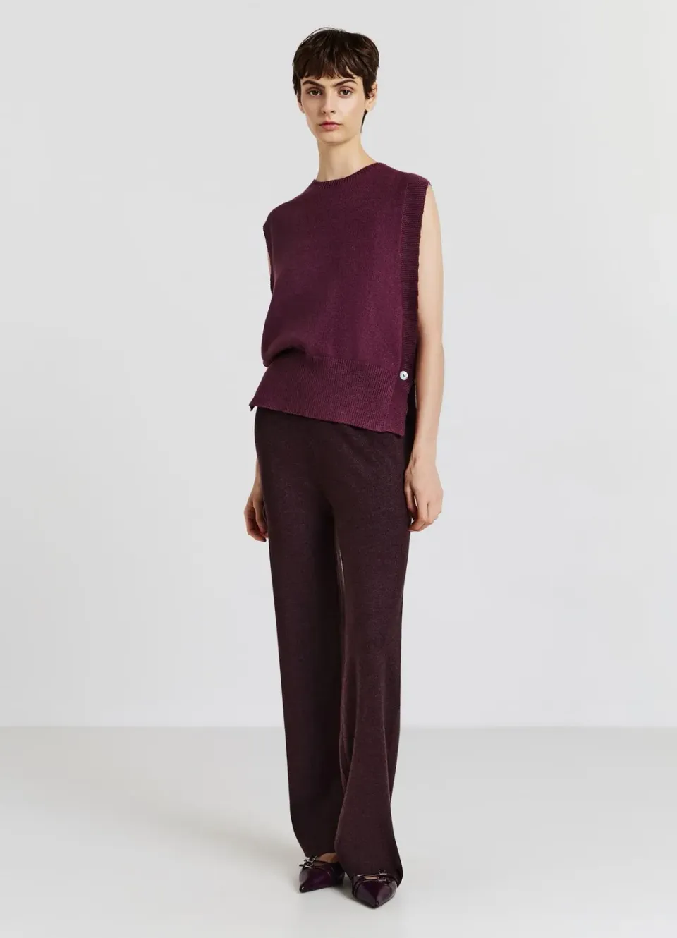 Calliope Gilet maille femme pull sans manches uni