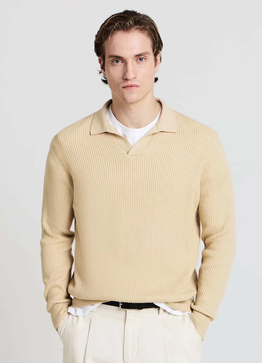 Calliope pull côtelé col polo homme manches longues