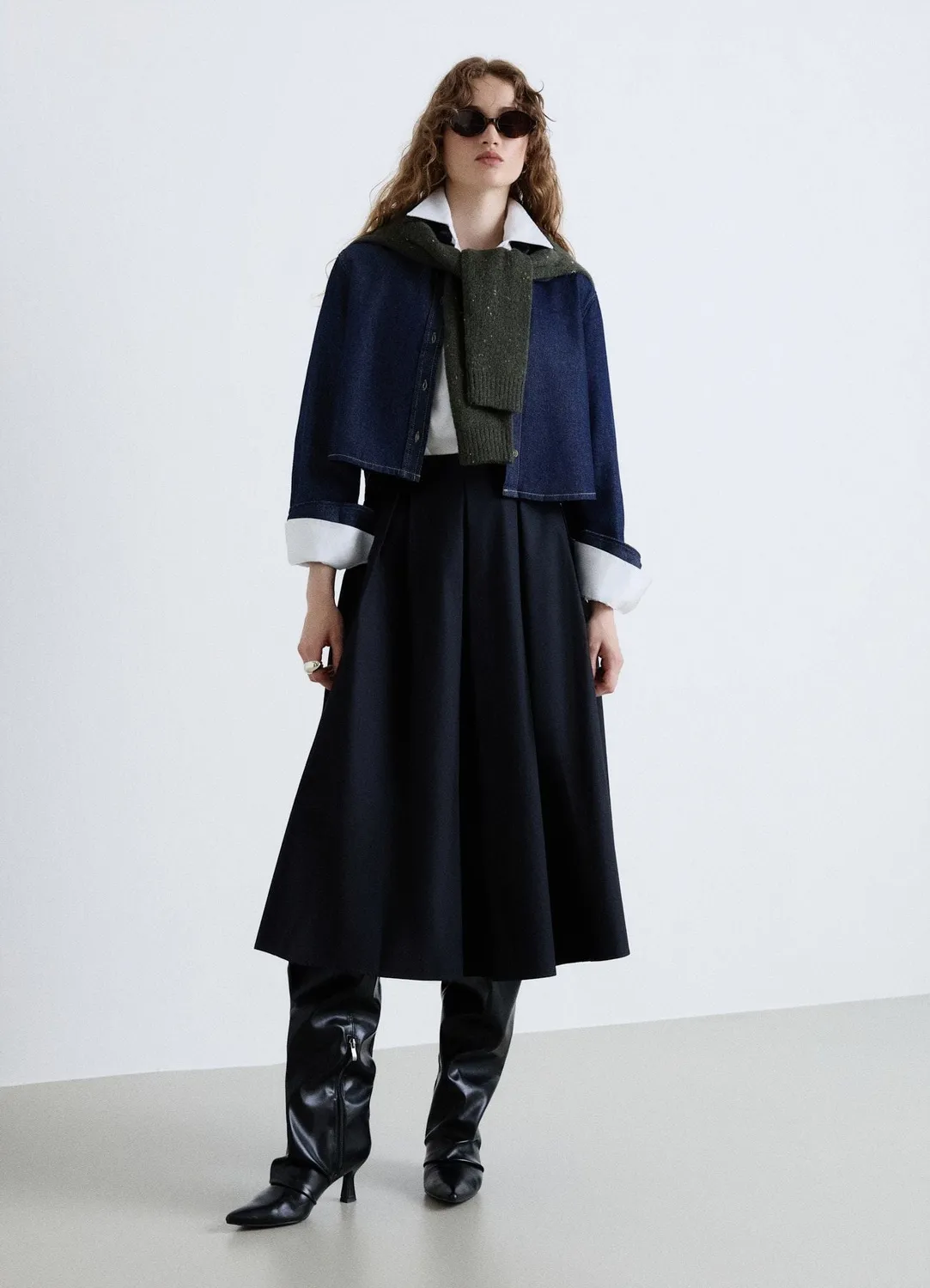 Calliope jupe midi plissée évasée femme taille haute