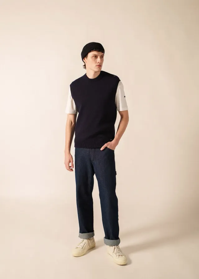 Saint James Cancale pull sans manches marine laine