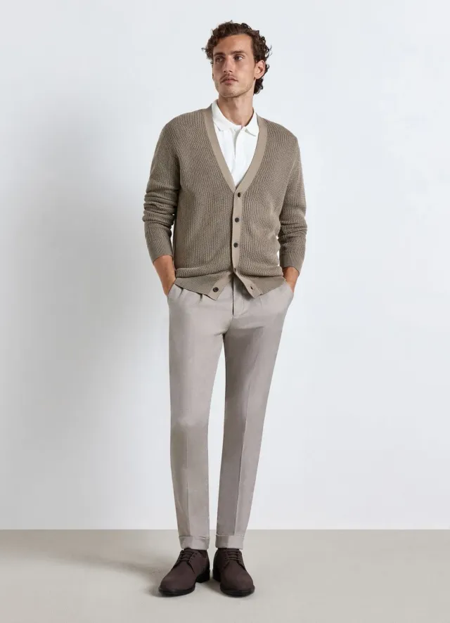 Calliope Cardigan boutons bicolore homme col V