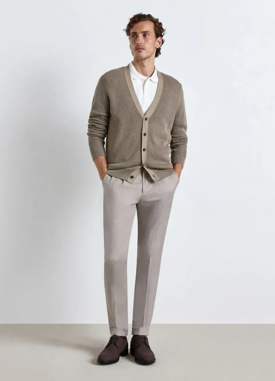 Calliope Cardigan boutons bicolore homme col V