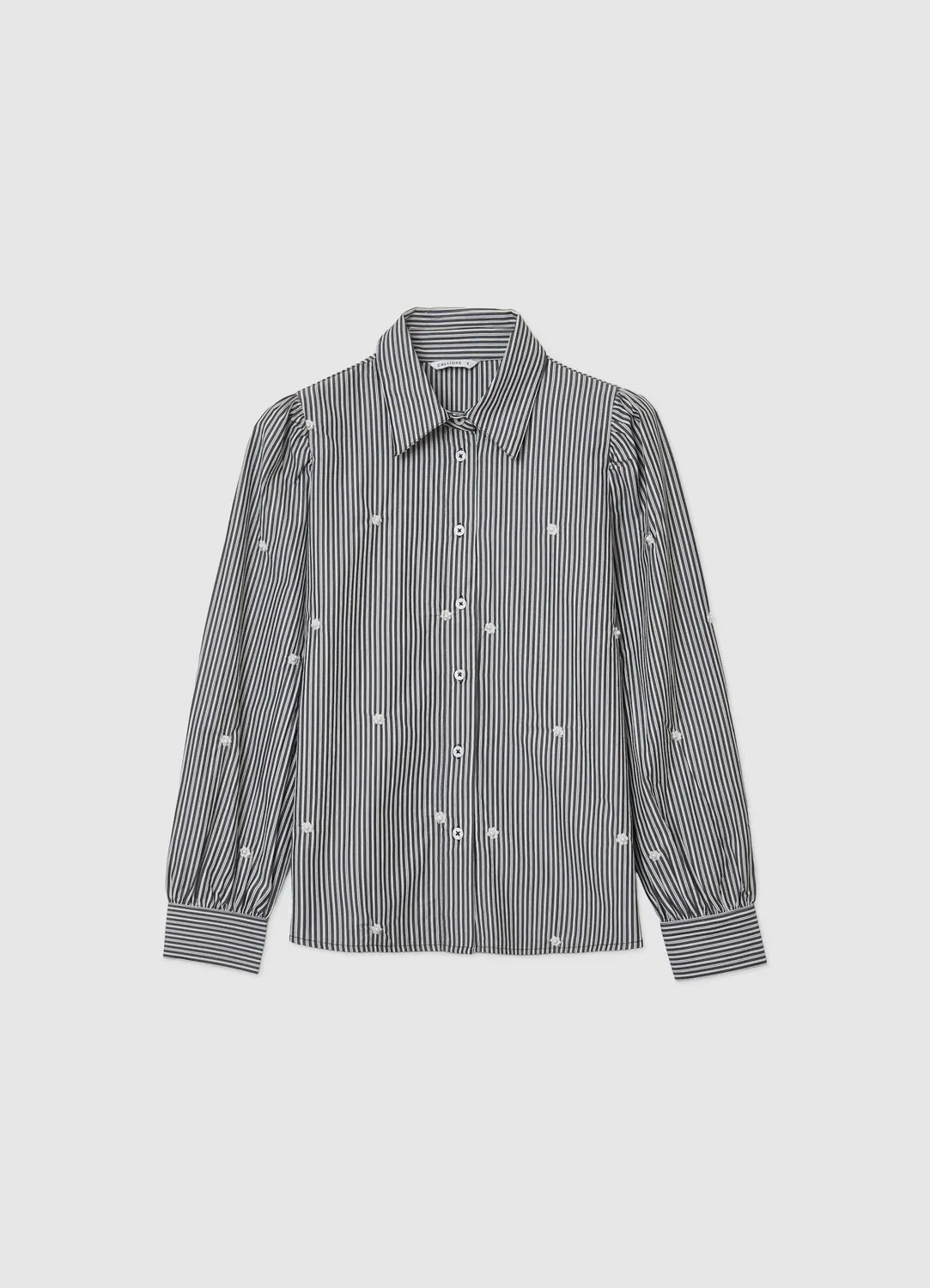 Calliope chemise rayée brodée femme perles