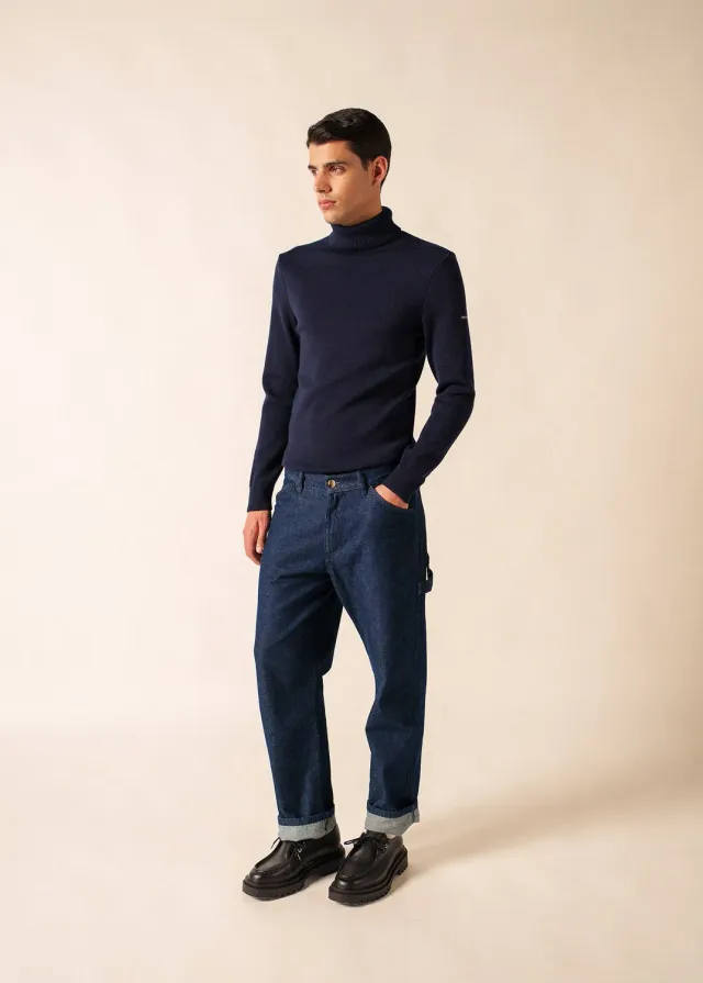 Saint James Bretagne roulé pull marin MARINE laine
