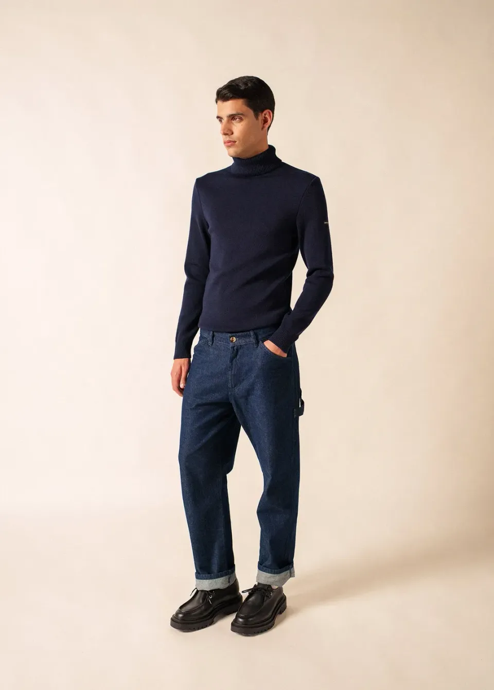 Saint James Bretagne roulé pull marin MARINE laine