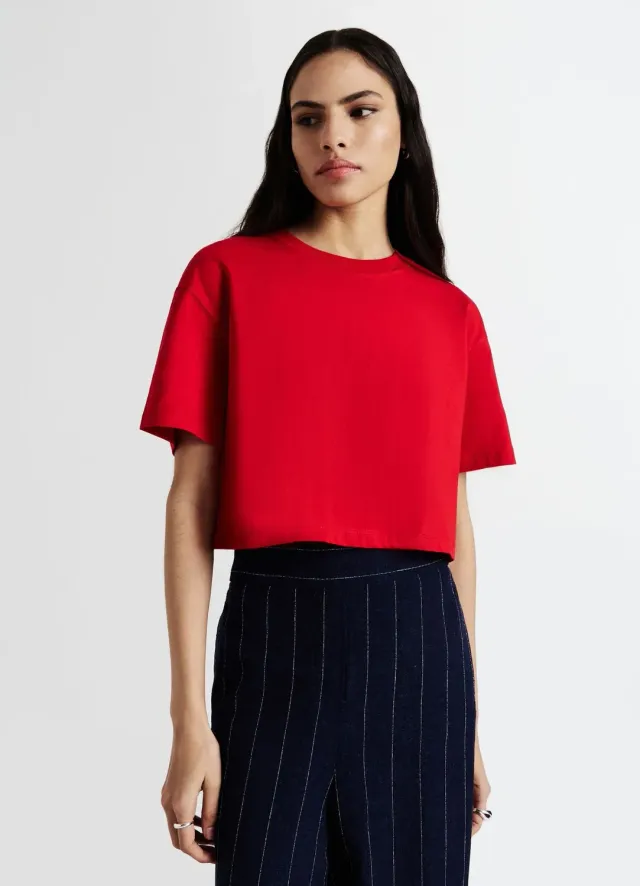 Calliope t-shirt crop femme coton uni