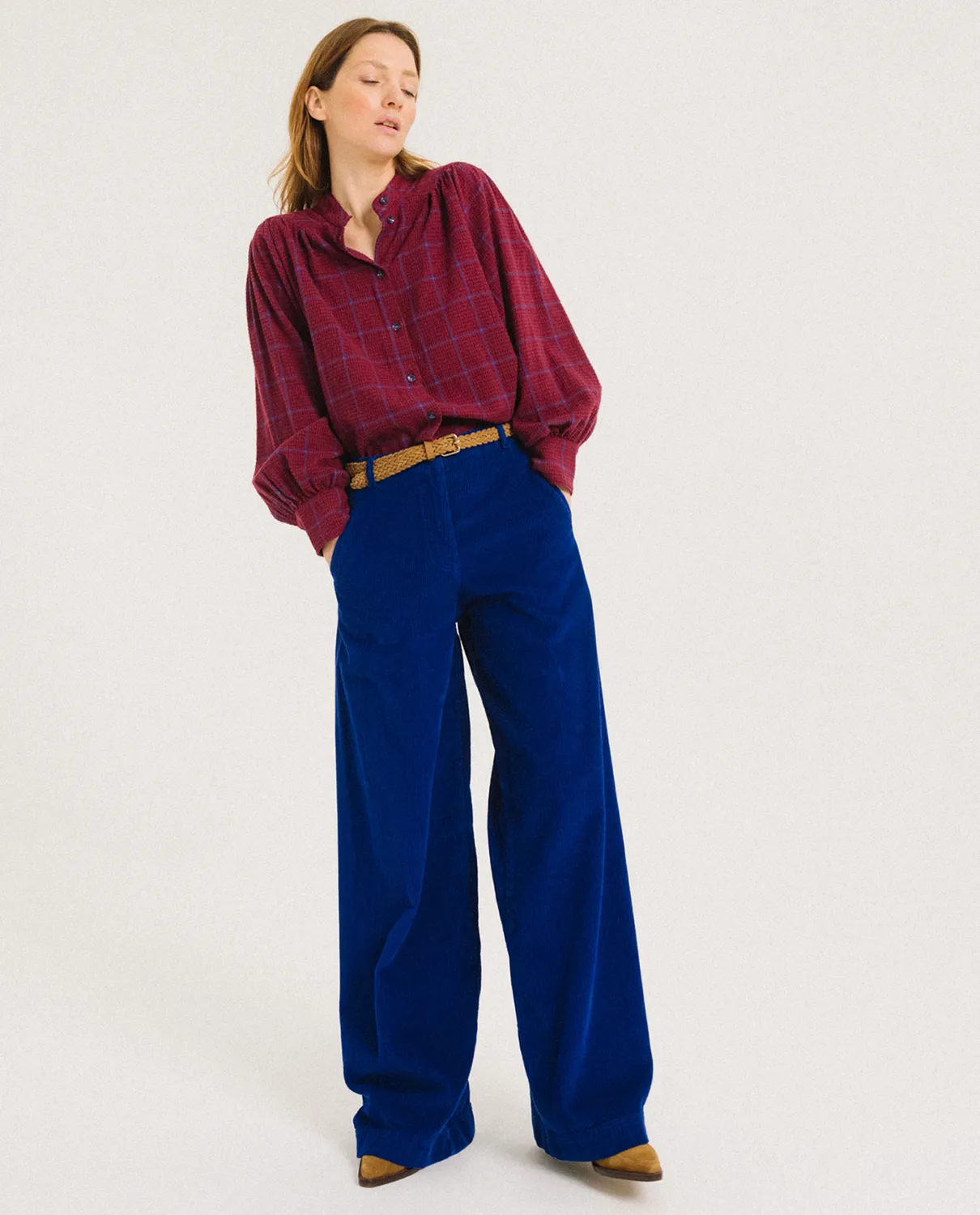 Tinsels Fedel pantalon velours klein brodé