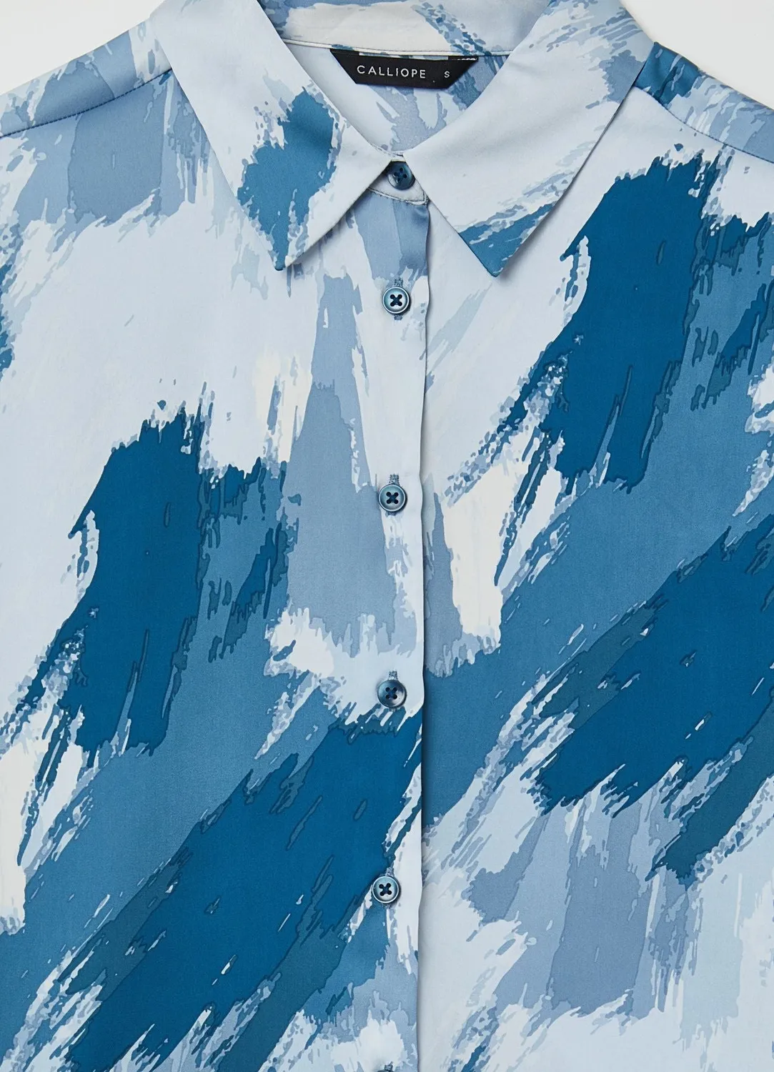 Calliope Imprimé Abstrait Chemise Satinée Manches Longues
