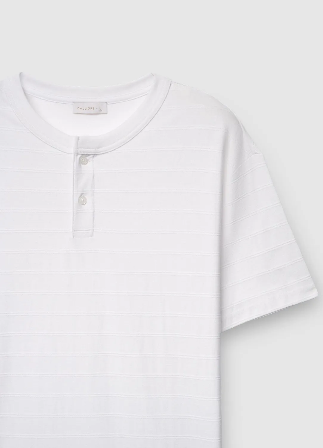 Calliope t-shirt henley homme rayé relief manches courtes