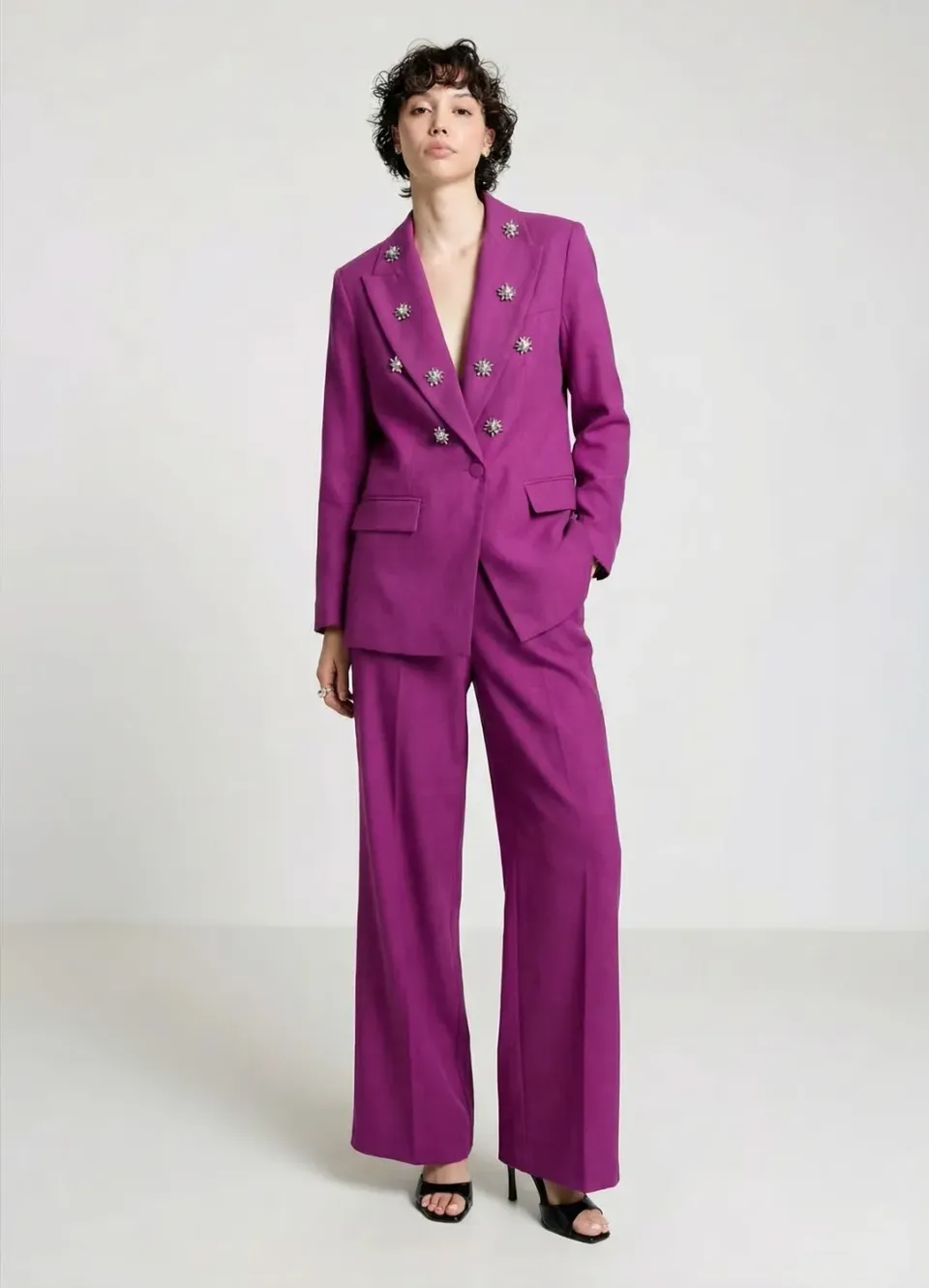 Calliope veste tailleur strass un bouton