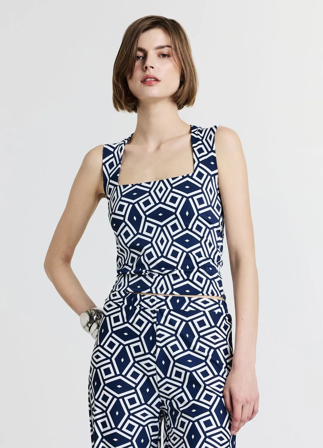 Calliope top femme col carré imprimé regular
