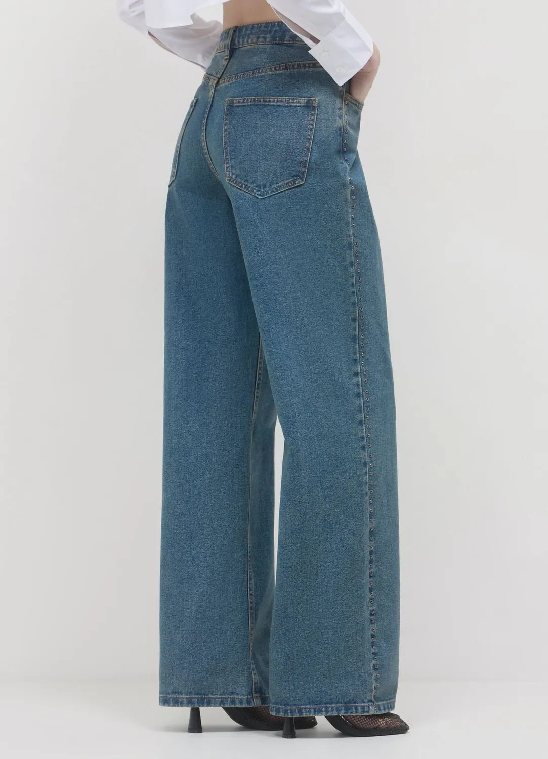 Calliope jean wide leg femme clouté