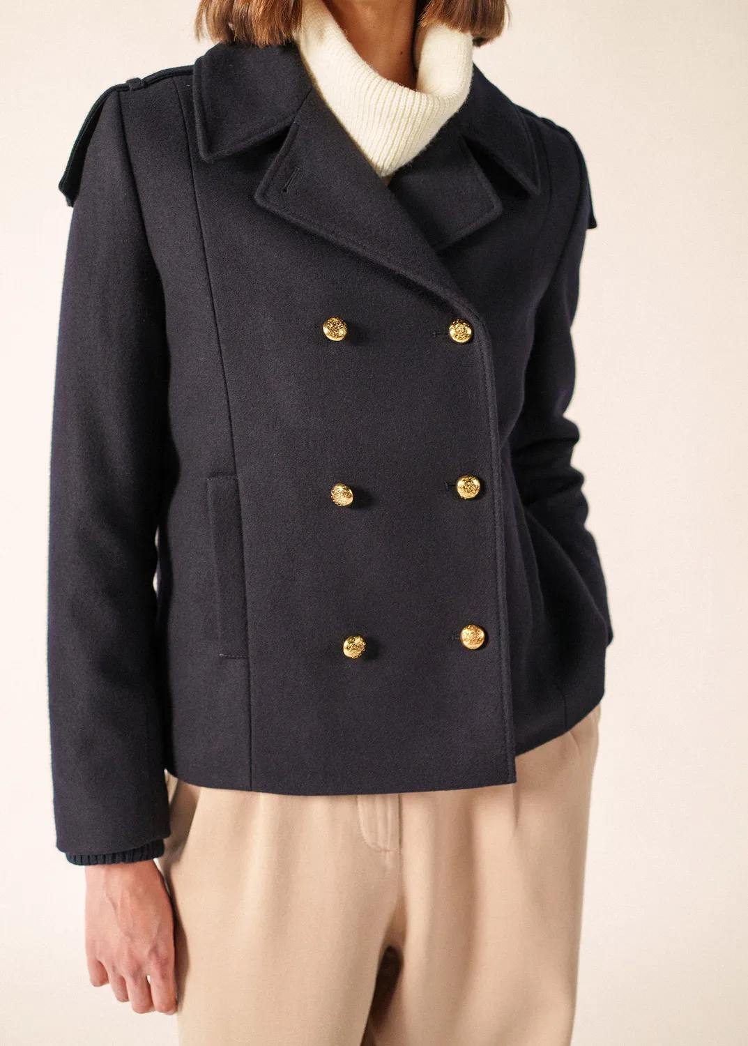 Saint James Ste Berthille manteau navy laine T36-T52