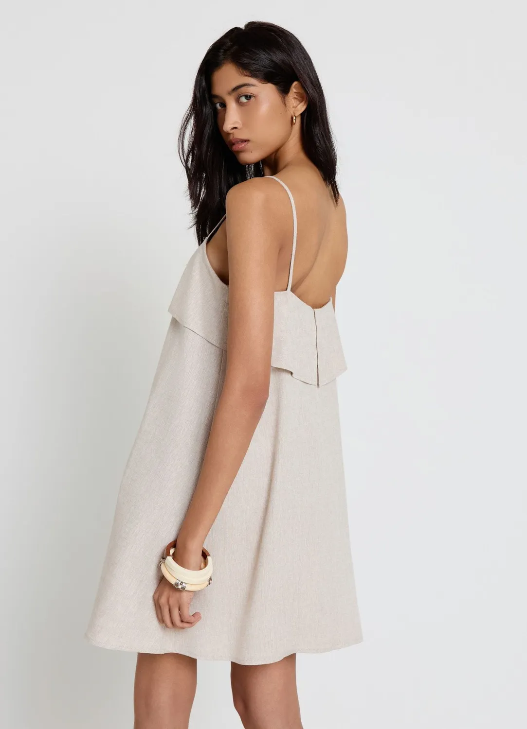 Calliope Robe Mini Évasée Femme Lin Bretelles