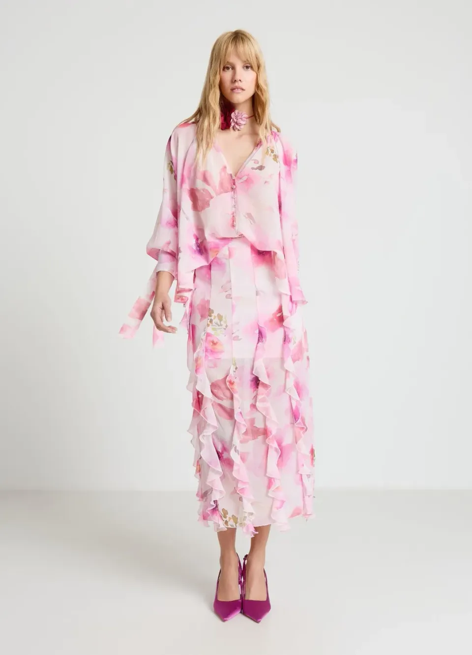 Calliope chemise à fleurs femme manches longues