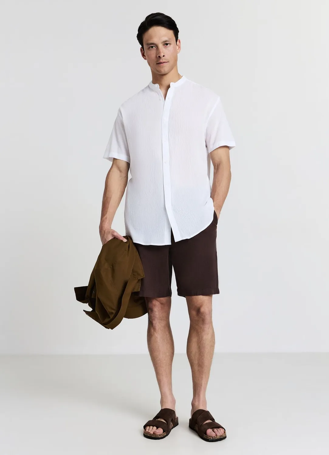 Calliope chemise col coréen homme manches courtes coton