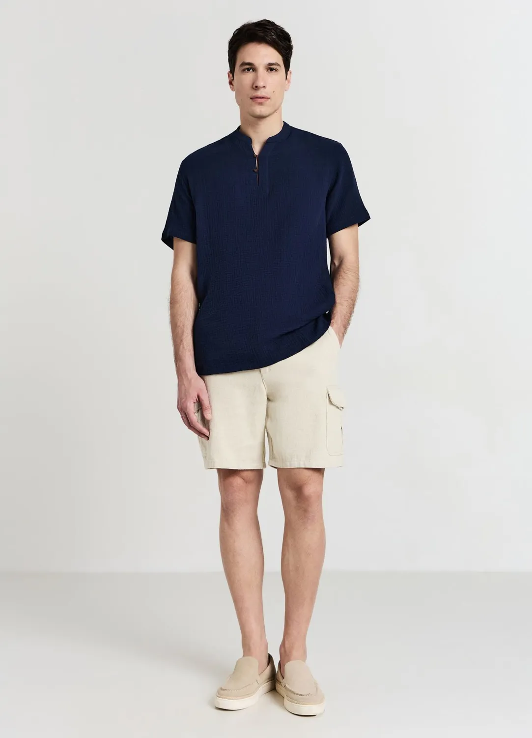 Calliope chemise homme coton gaufré manches courtes