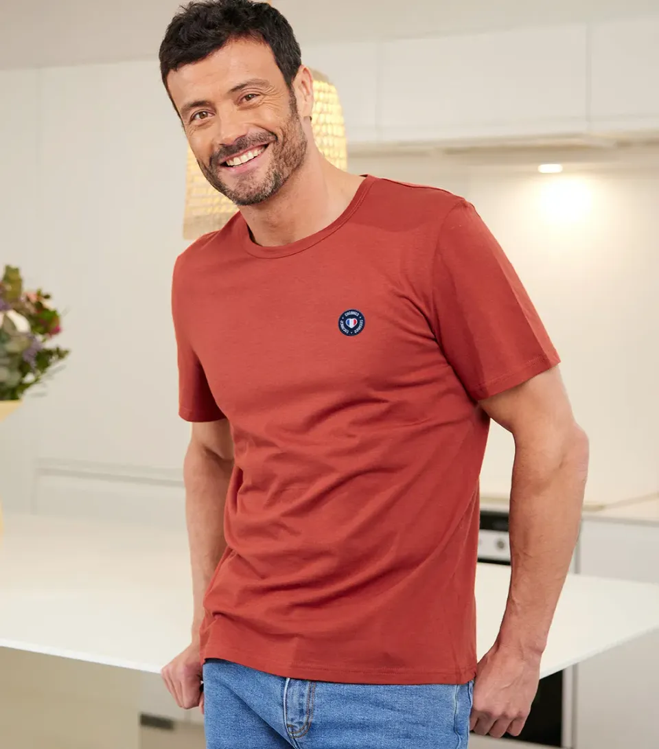 Cocorico Blason t-shirt homme terracotta coton