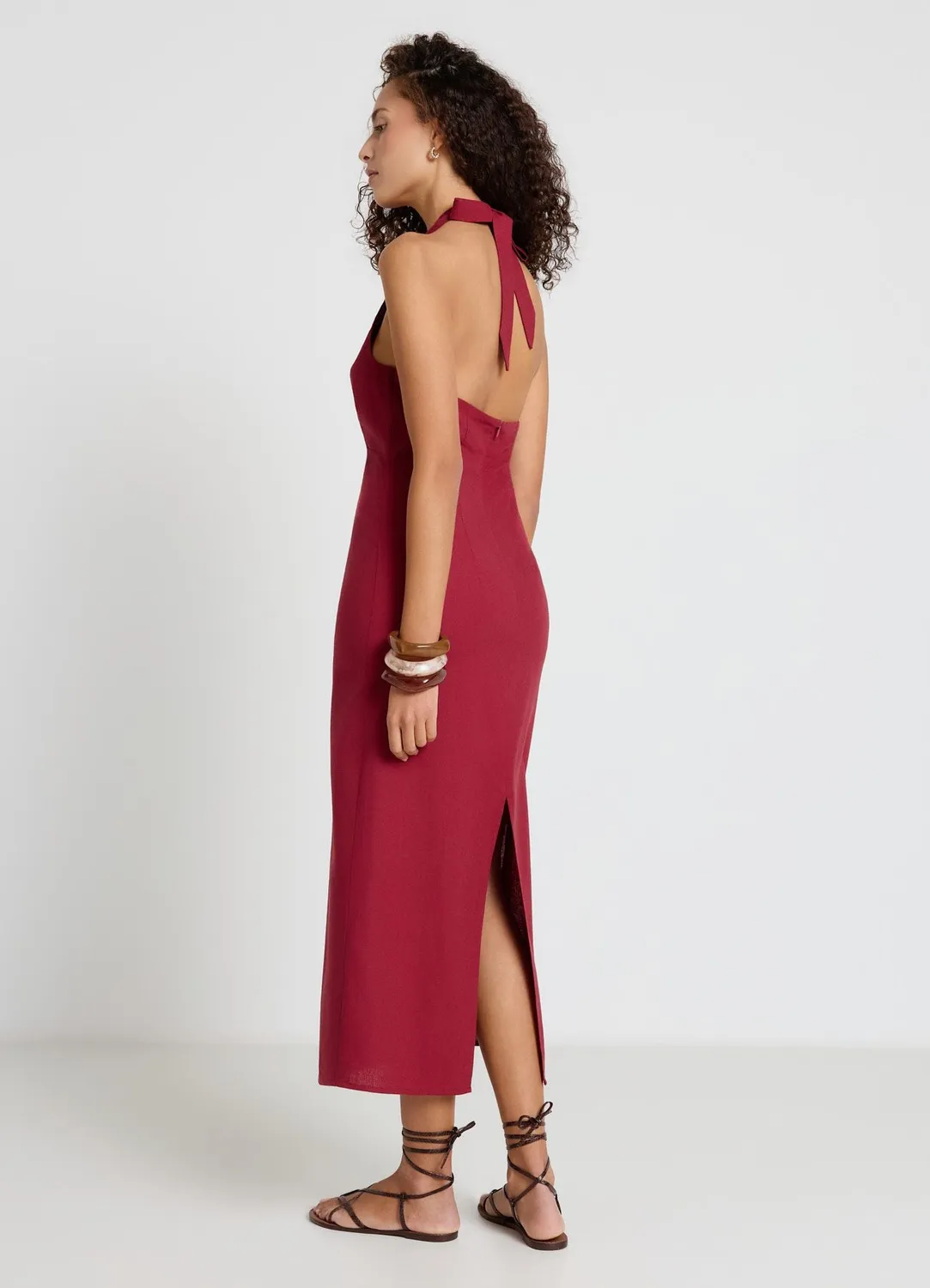 Calliope robe longue femme col halter cut-out