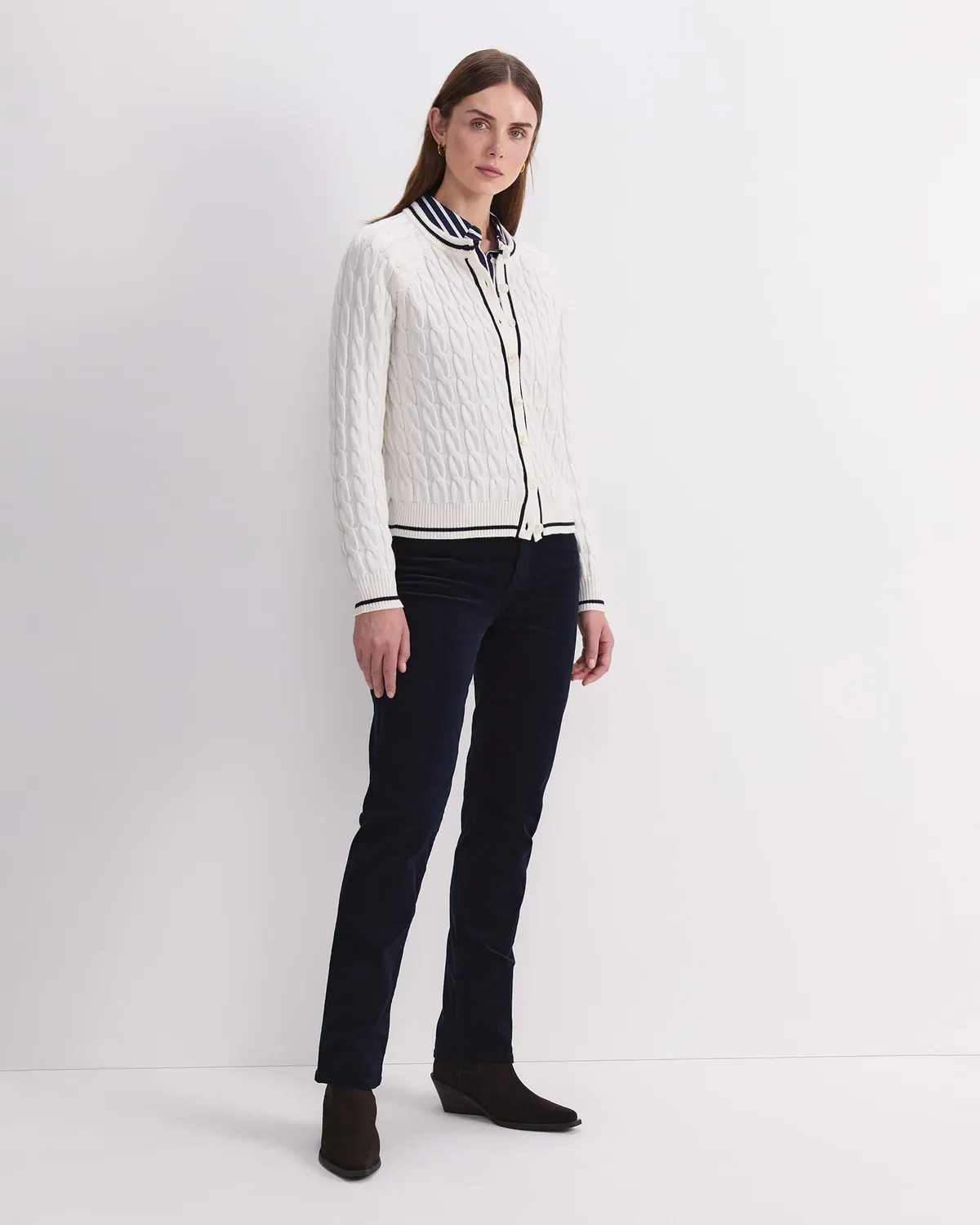 SportsCraft Merino Cable cardigan laine boutonné femme