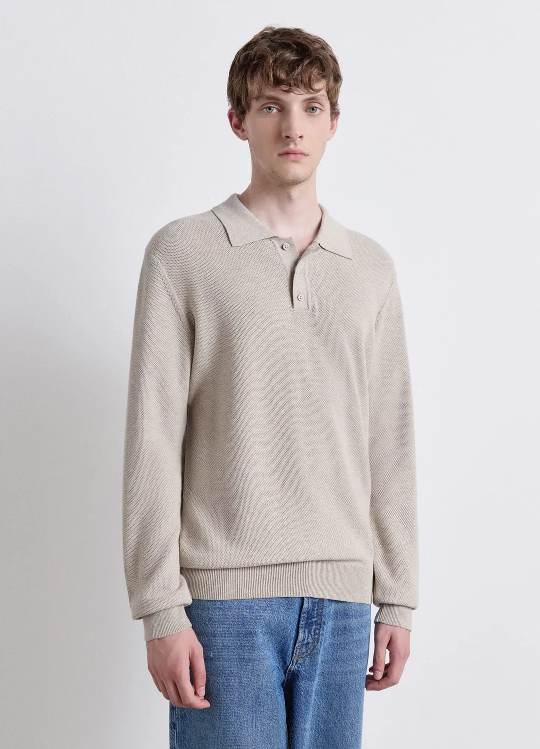Calliope polo homme manches longues texturé