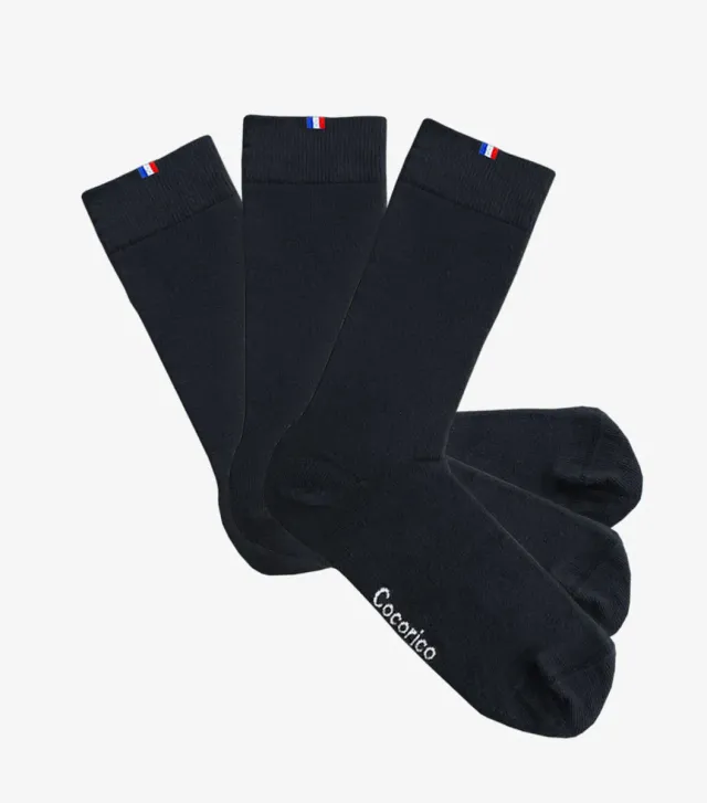 Cocorico Intemporel chaussettes homme noir x3 coton