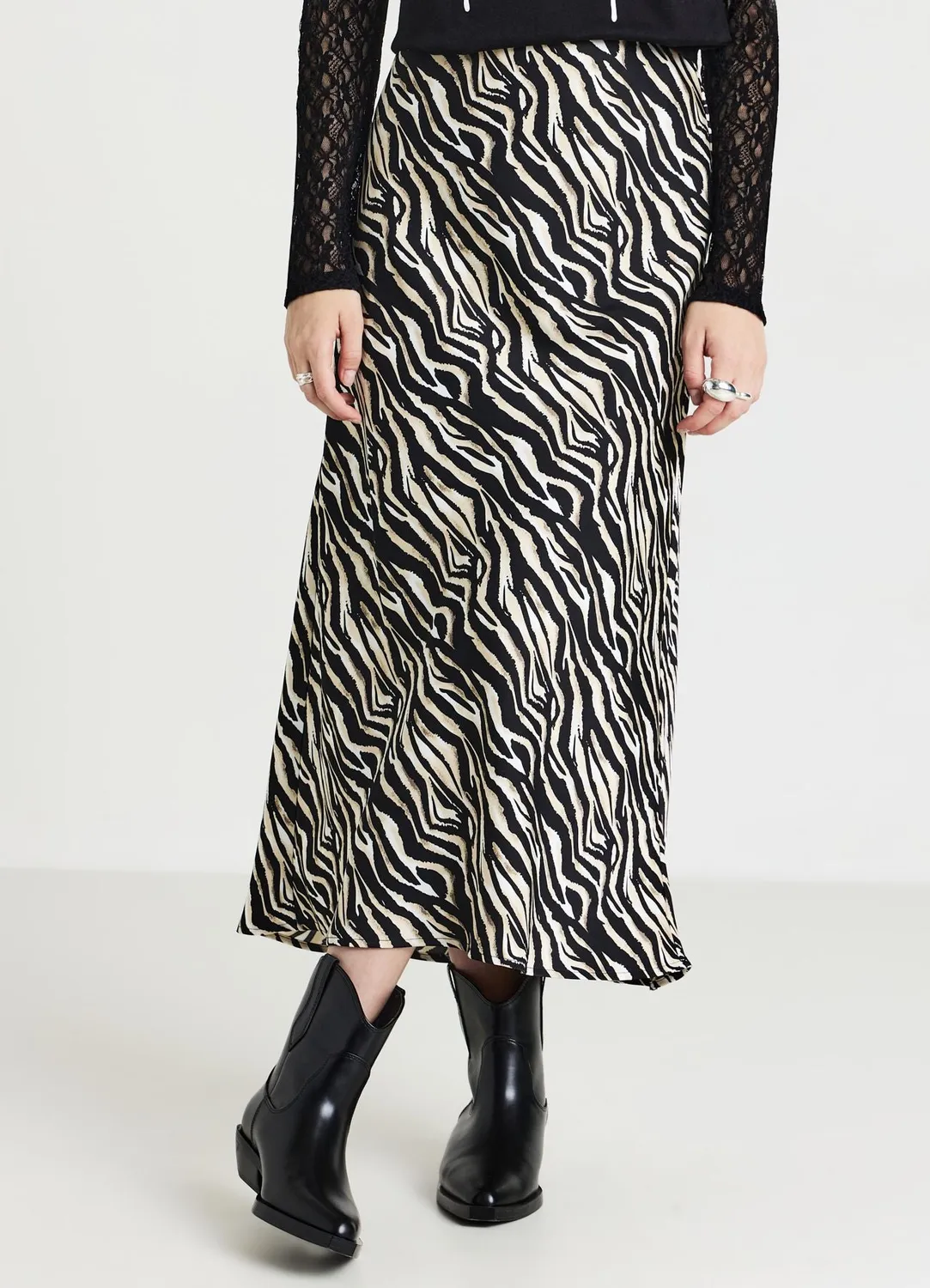 Calliope jupe midi femme satin animalier