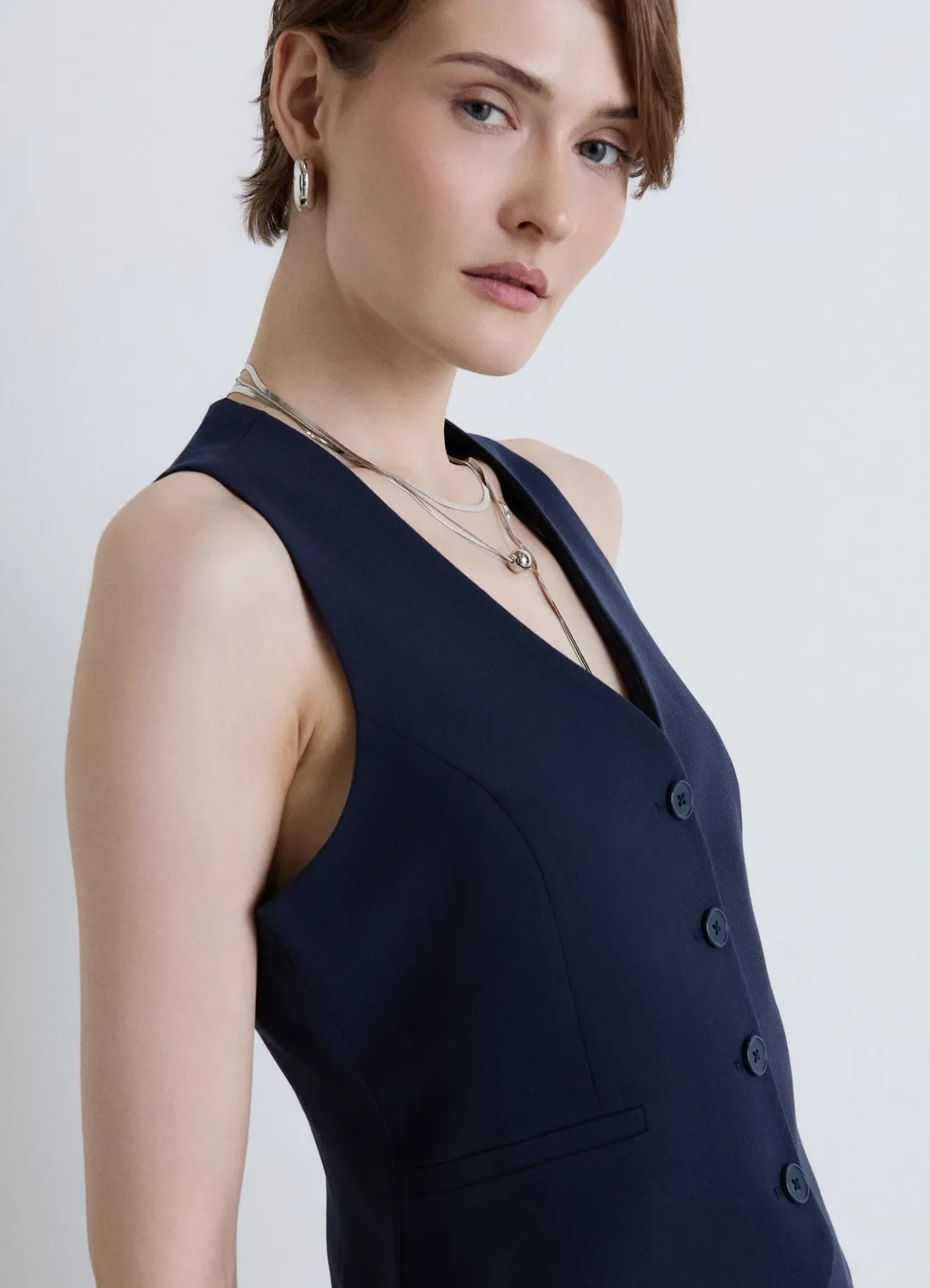 Calliope Gilet col V boutons gilet femme tailleur