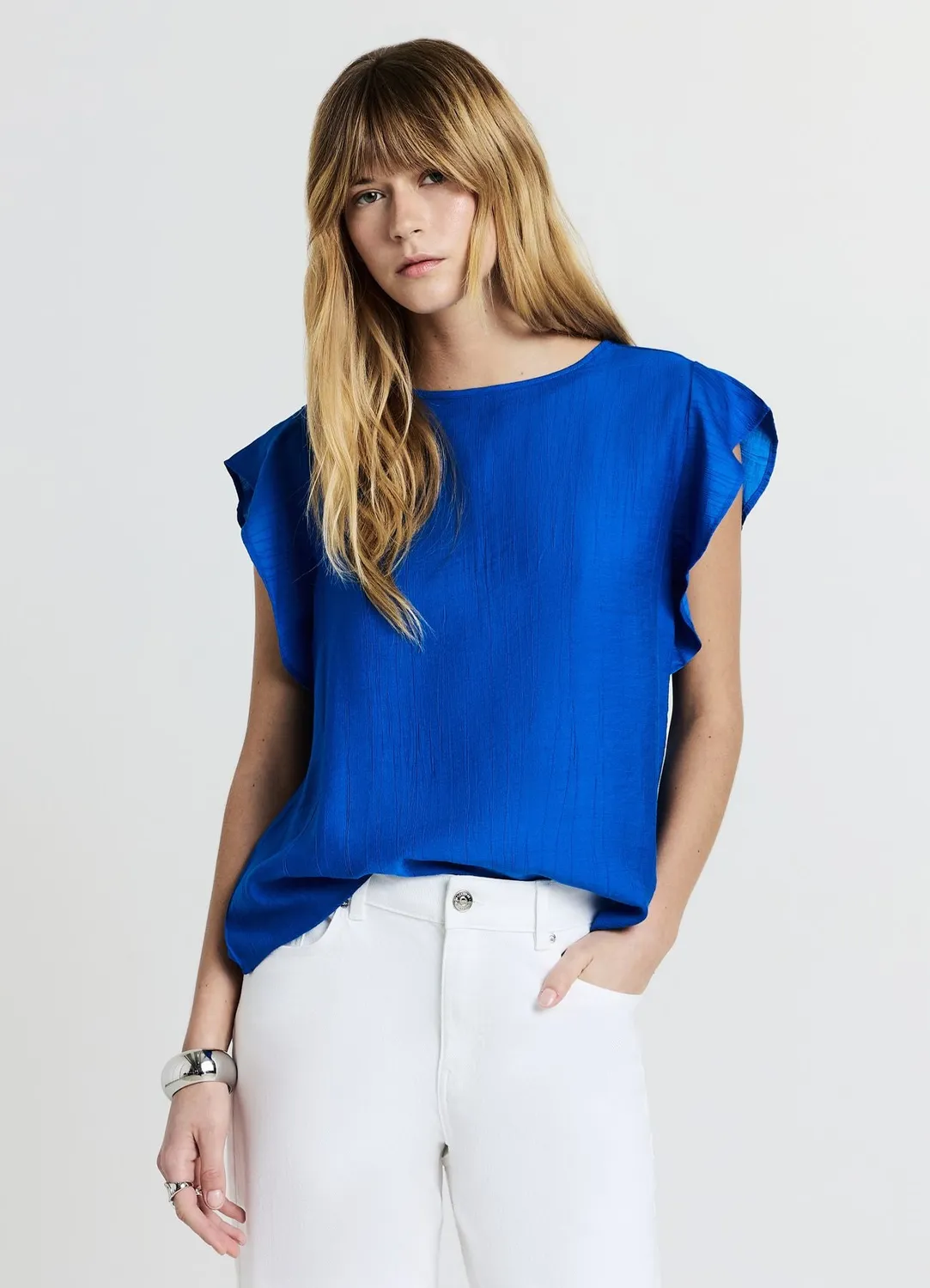 Calliope Blouse à volants chemisier femme manches courtes