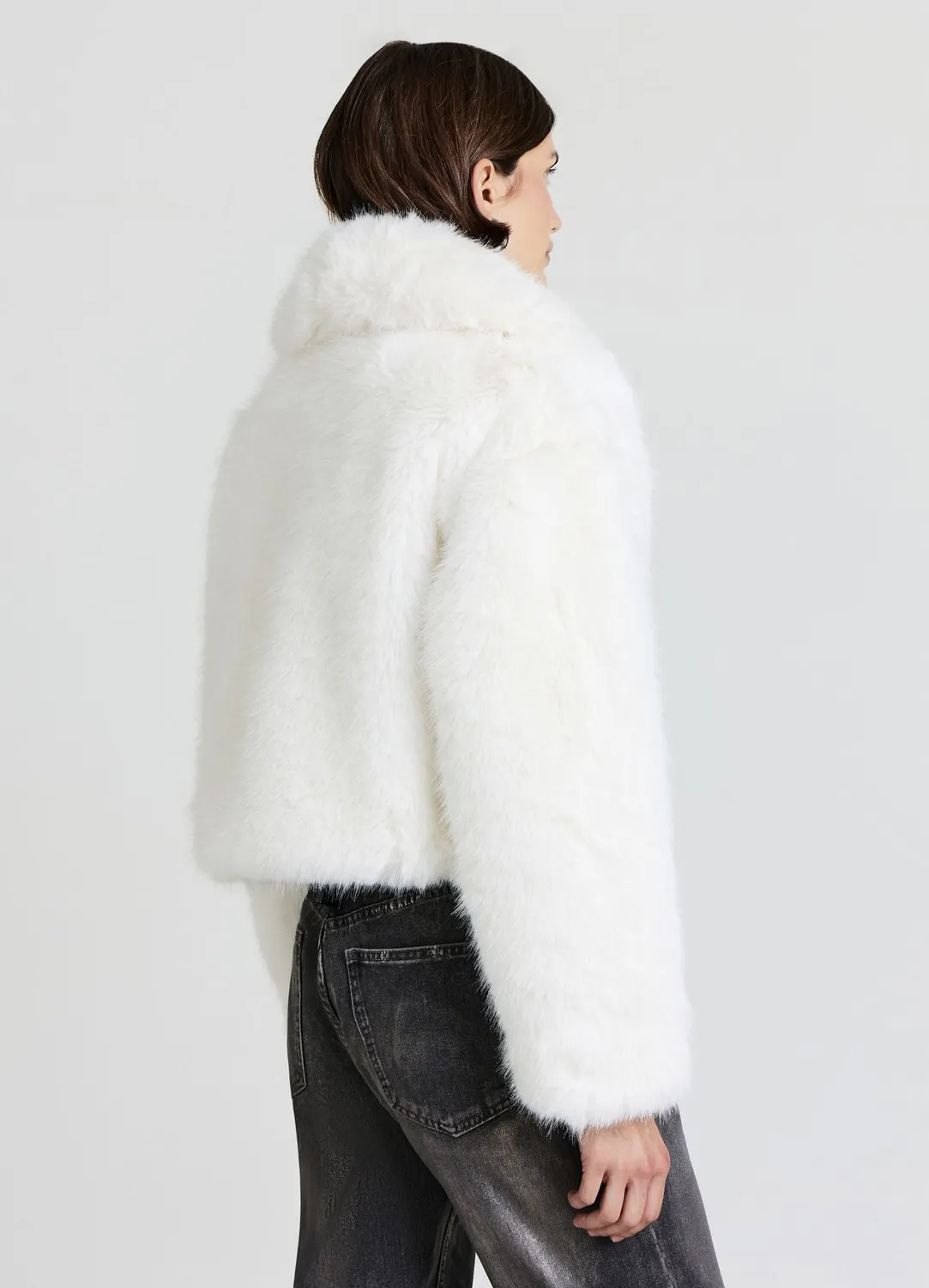Calliope manteau crop fausse fourrure femme soir