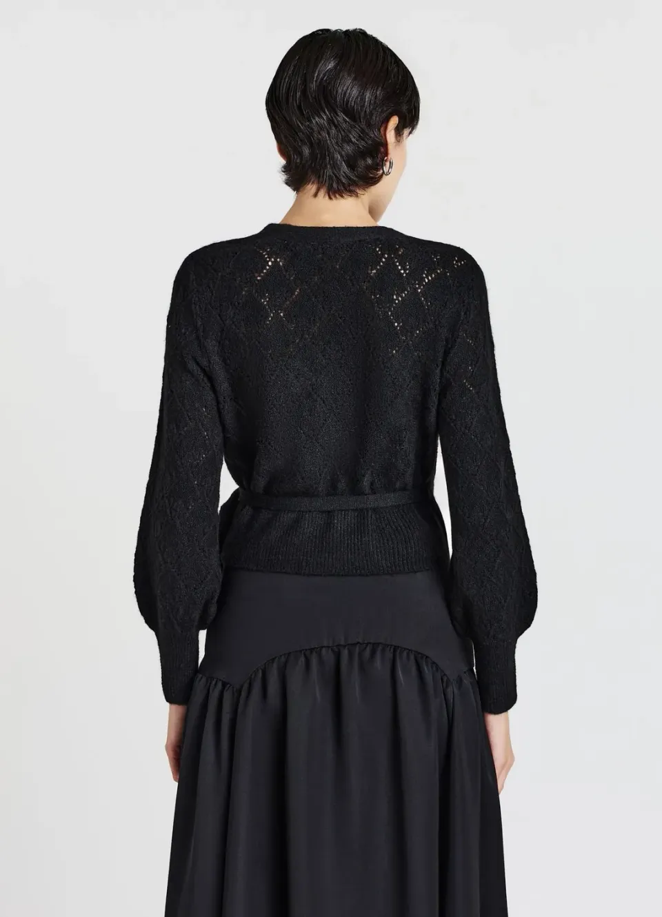 Calliope pull femme col V noue maille ajouree