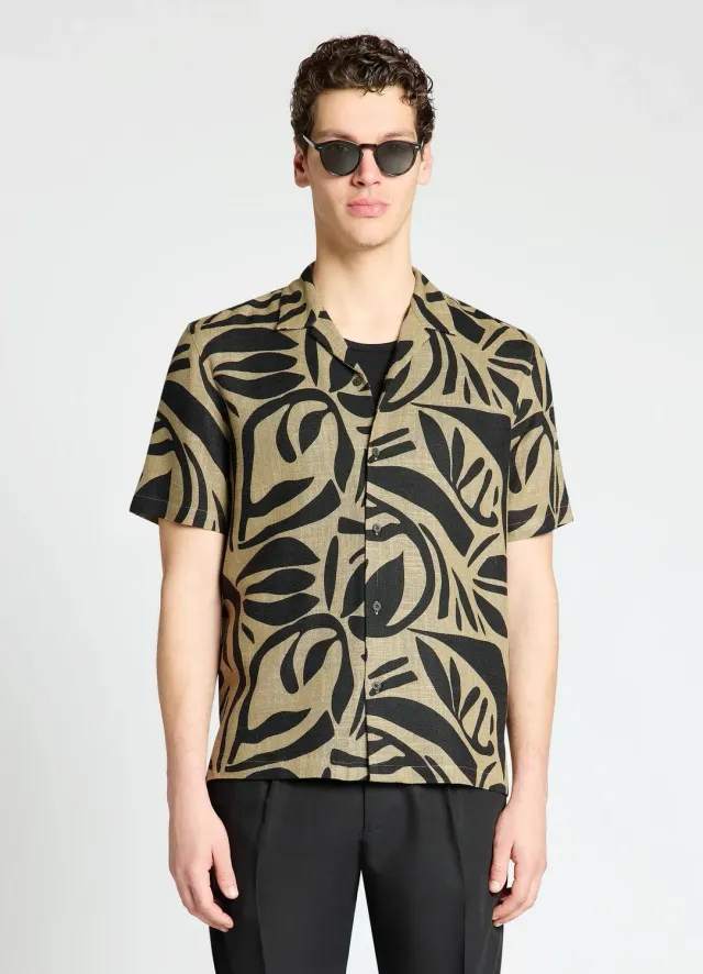 Calliope chemise homme bowling feuillage manches courtes