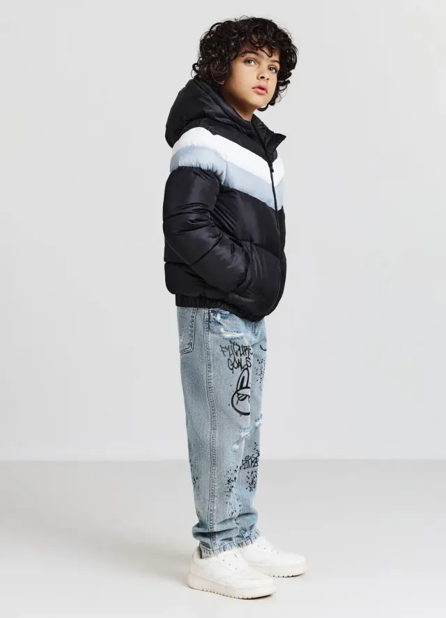 Calliope Blouson Matelassé Garçon Capuche Zip
