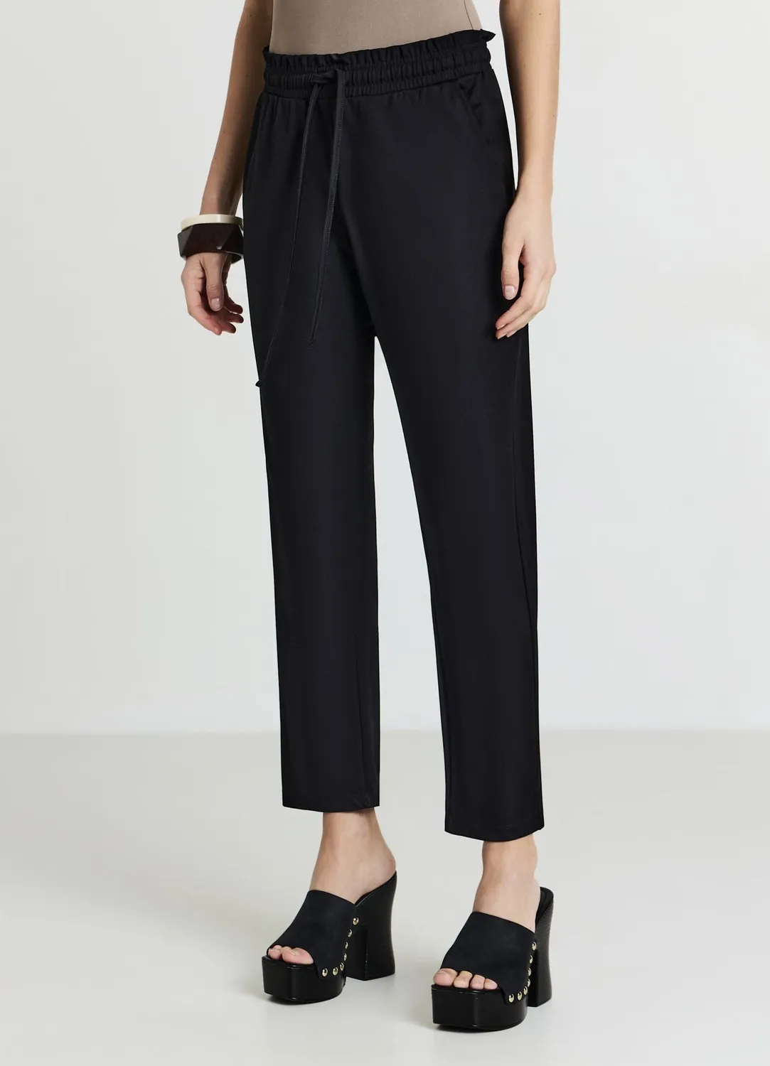 Calliope pantalon femme uni cordon taille