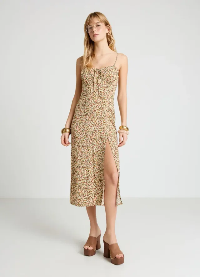 Calliope slipdress robe longue à fleurs fente latérale