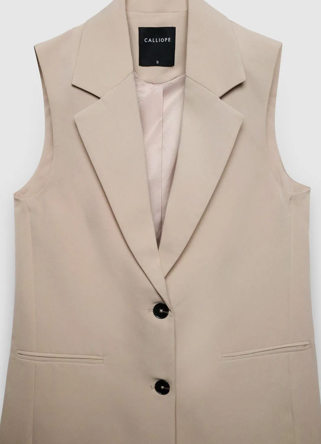 Calliope gilet long femme uni 2 boutons