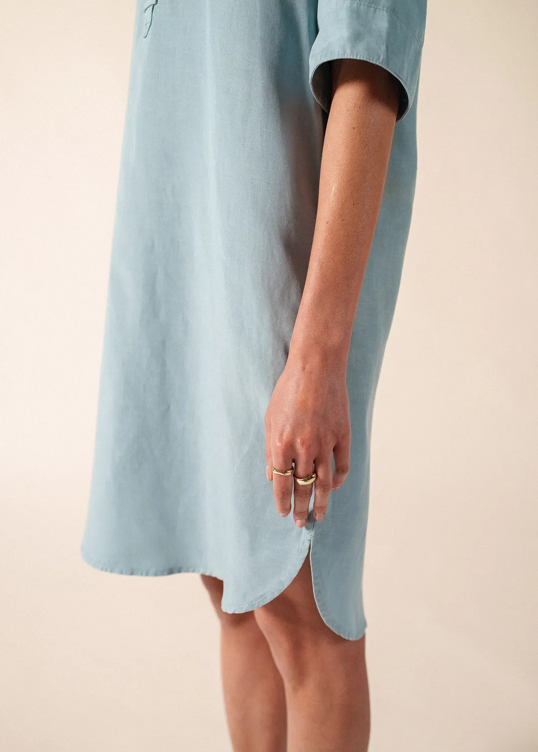 Saint James Léonie robe celeste lin lyocell