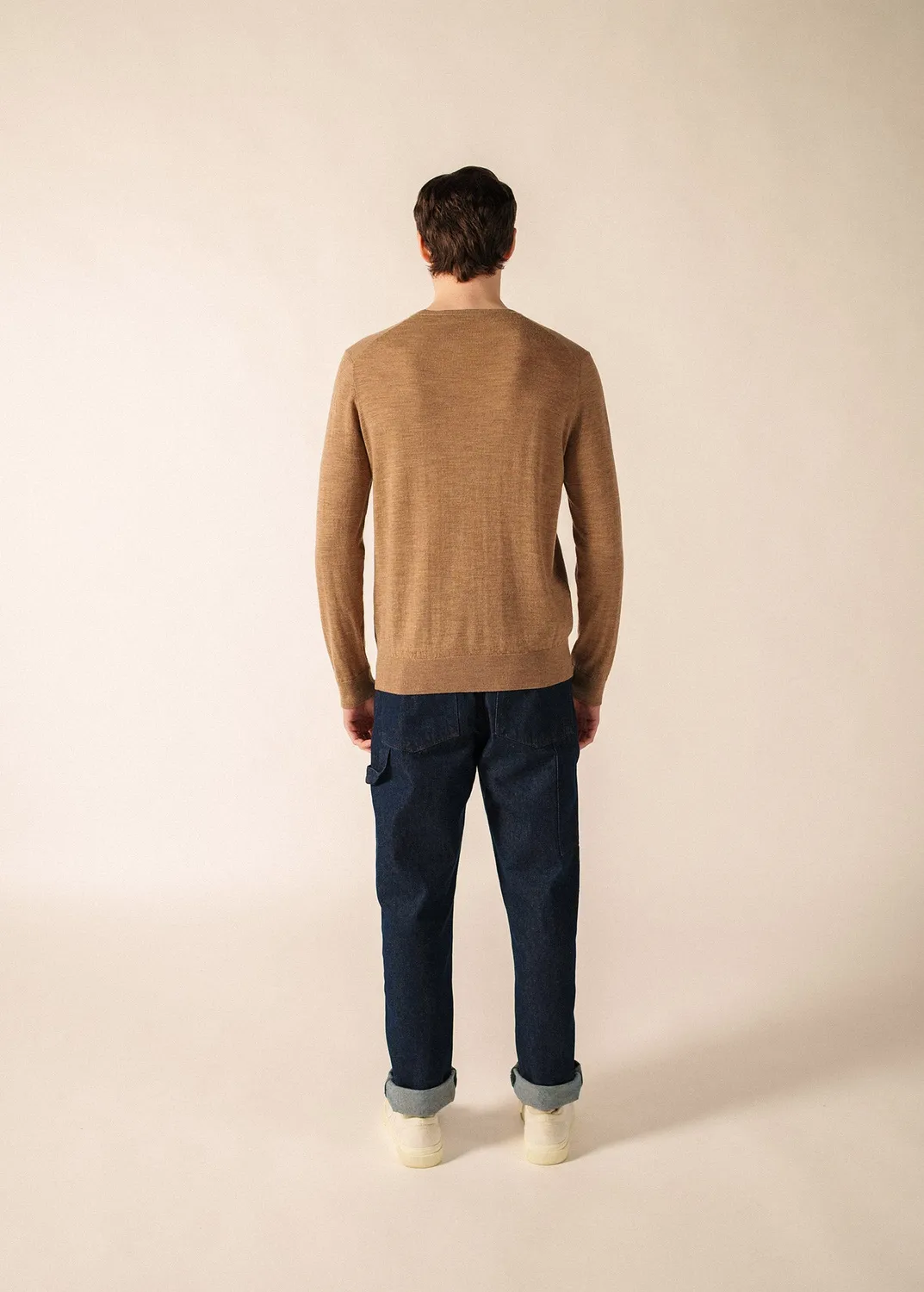 Saint James Trieste pull beige foncé laine fine