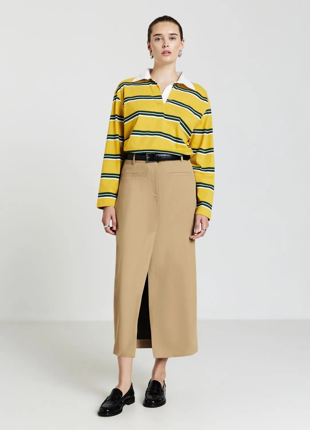 Calliope t-shirt rayé col polo femme manches longues